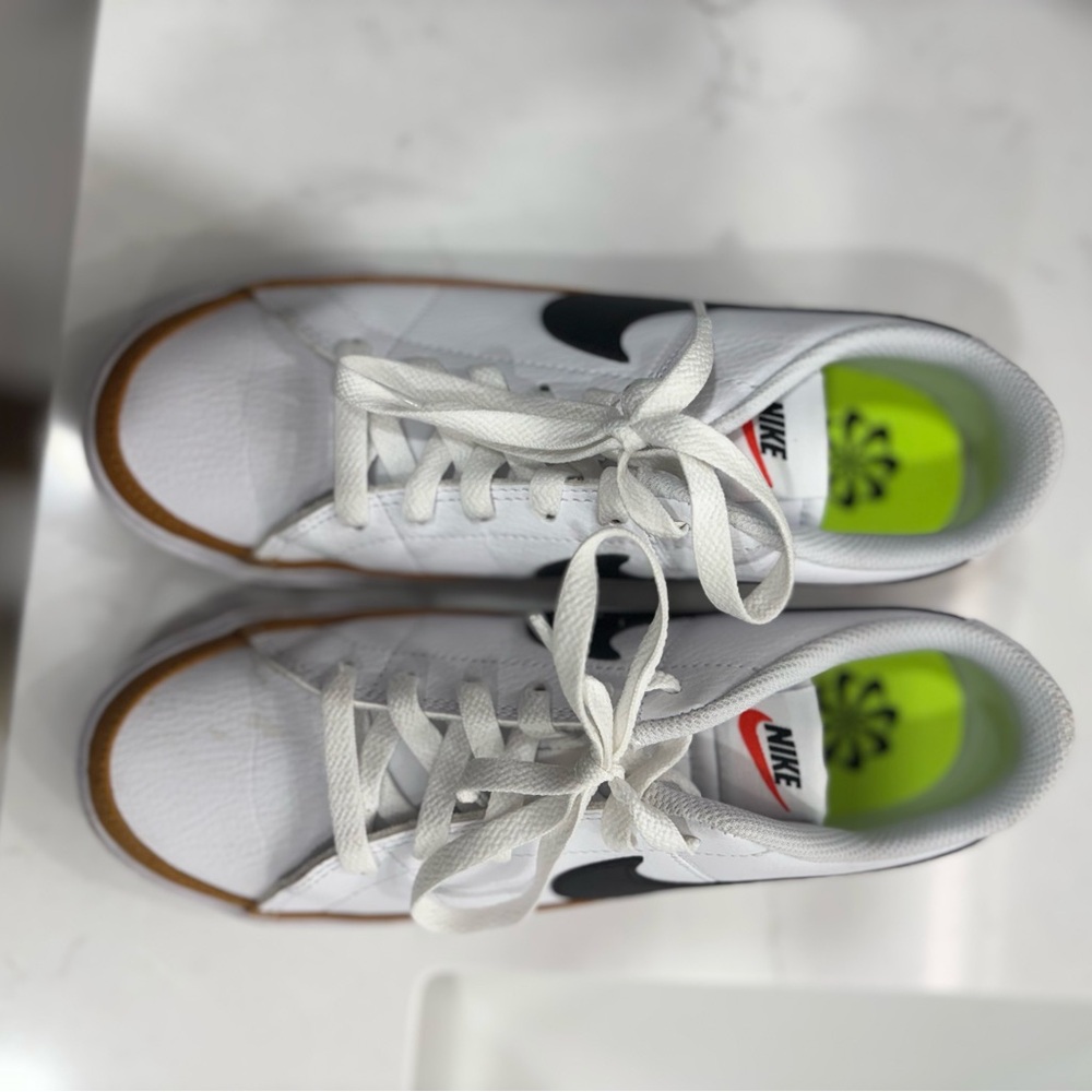 Nike White Sneakers with Red Logo